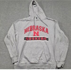 Nebraska Huskers‎ Hoodie Gray Graphic Pullover Sweatshirt Mens Large RN114166